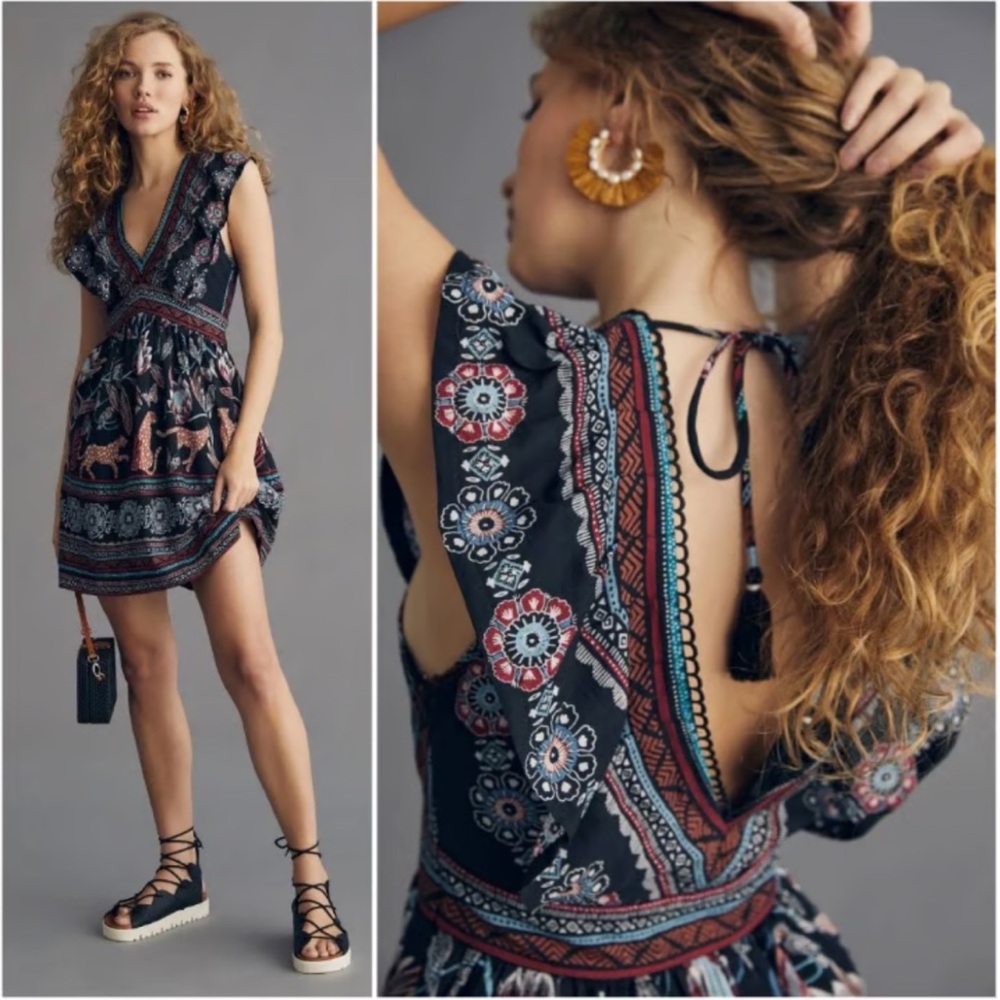 Anthropologie Dress - mini dress, v neck | sz M - Picture 3 of 10